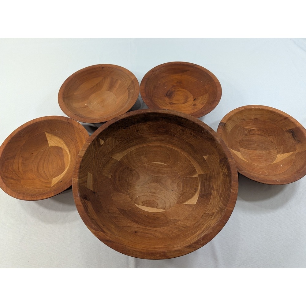 Pre Owned‎ Snow River Salad Bowl With Four Serving Bowls Excellent Condition